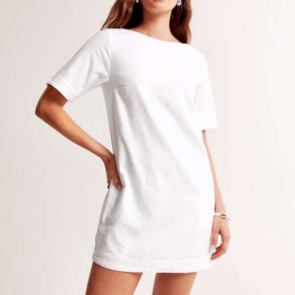 Abercrombie & Fitch Dresses & Skirts - Abercrombie and Fitch Womens White Linen Blend T-Shirt Dress Size Small